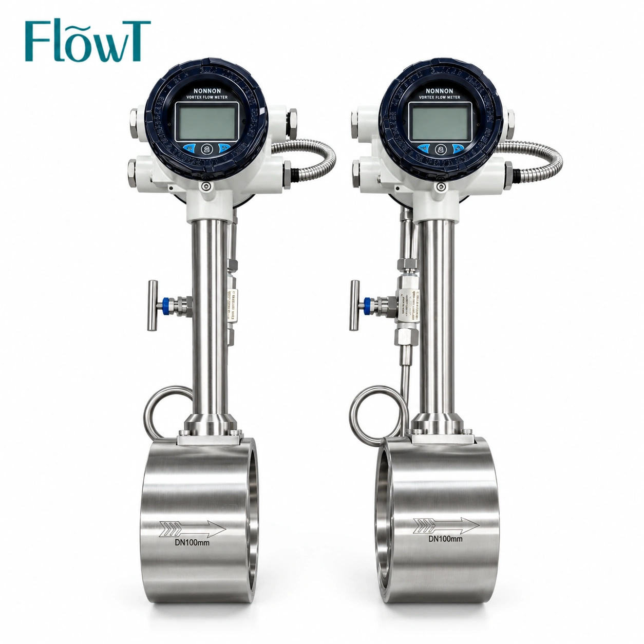 Vortex Flow Meter ak aplikasyon Capteur SS304 nan koneksyon bride vapè